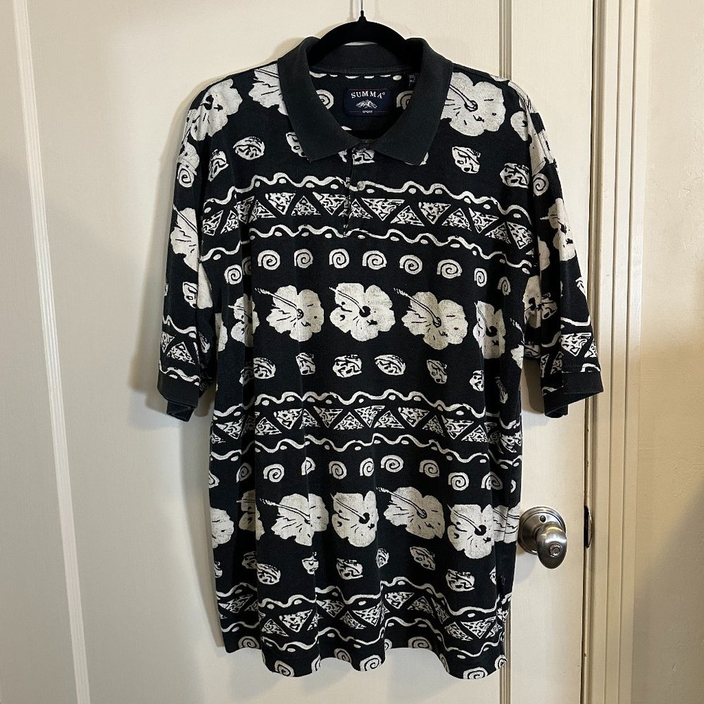 Vintage Men's 80s 90s Hawaiian Polo Shirt Size XL
